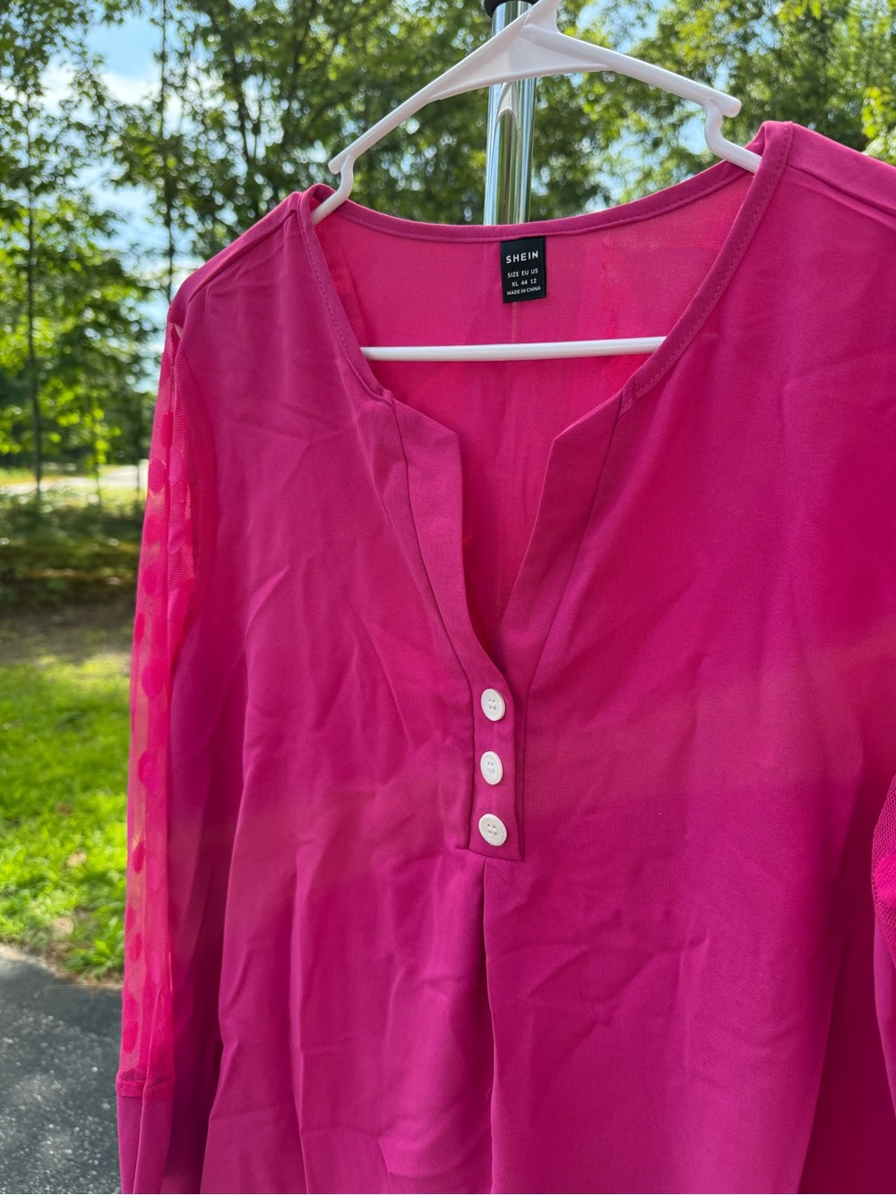 Fuchsia Split-Neck Button Tunic - Picture 3 of 6